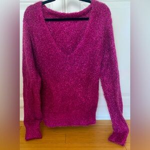 SIES MARJAN PINK “TINSEL” FOILED VNECK SWEATER